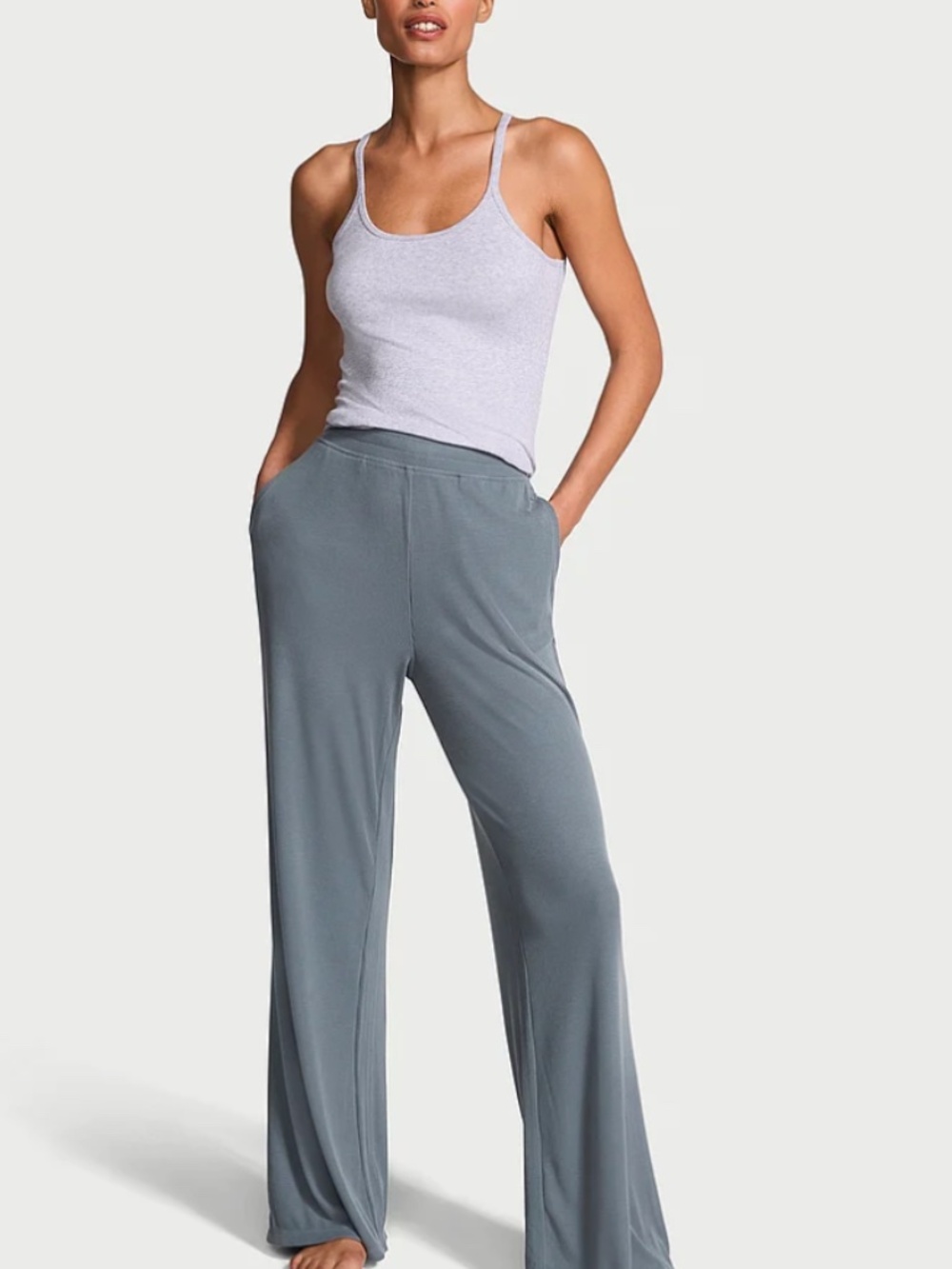 VSX Featherweight Ribbed Knit Wide-Leg Pant. Size M